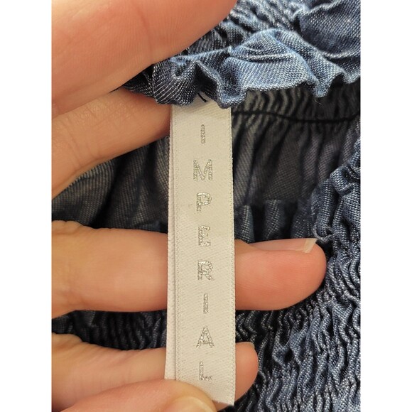 Imperial S Designer Denim Gusseted Off Shoulder Tunic Shirt Top Blouse EUC - Picture 10 of 15